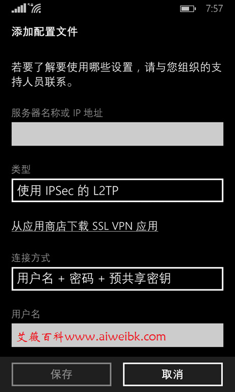 Windows Phone L2TP VPN设置