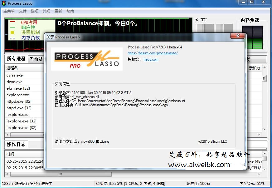 系统进程优化工具Process Lasso Pro 7.9.1.3 Beta专业版下载+有效注册码