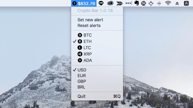Crypto Bar-在Mac工具栏显示即时的加密货币价格变化
