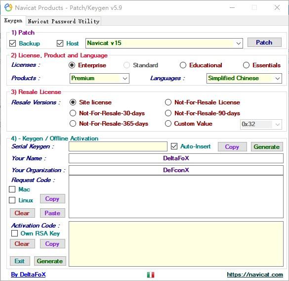 Navicat Keygen Patch v5.9.0 DFoX 全系列注册机汉化版
